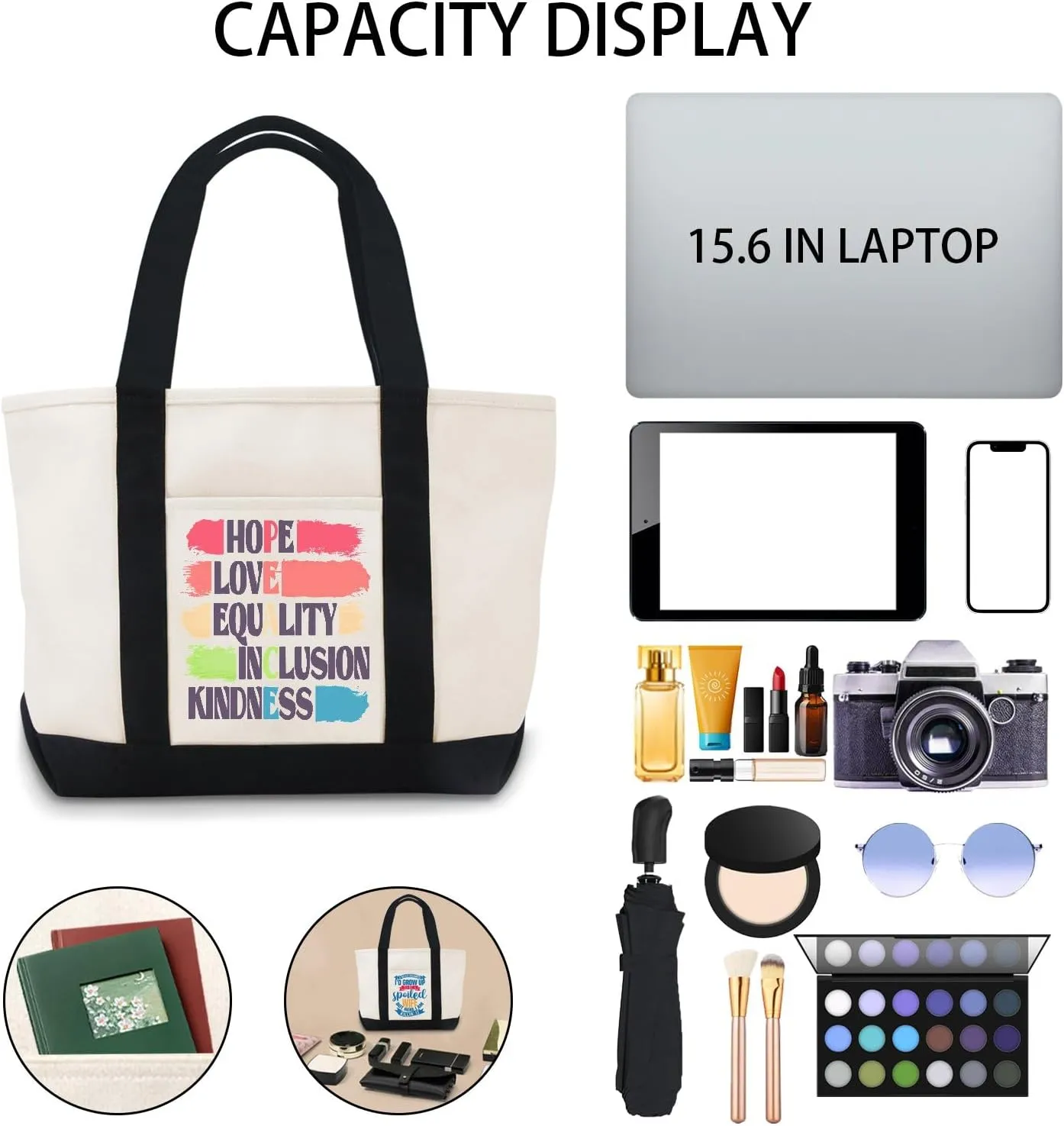 Kindness Peace Equality Love Inclusion Hope Diversity Canvas Tote Bag Canvas Tote Bag