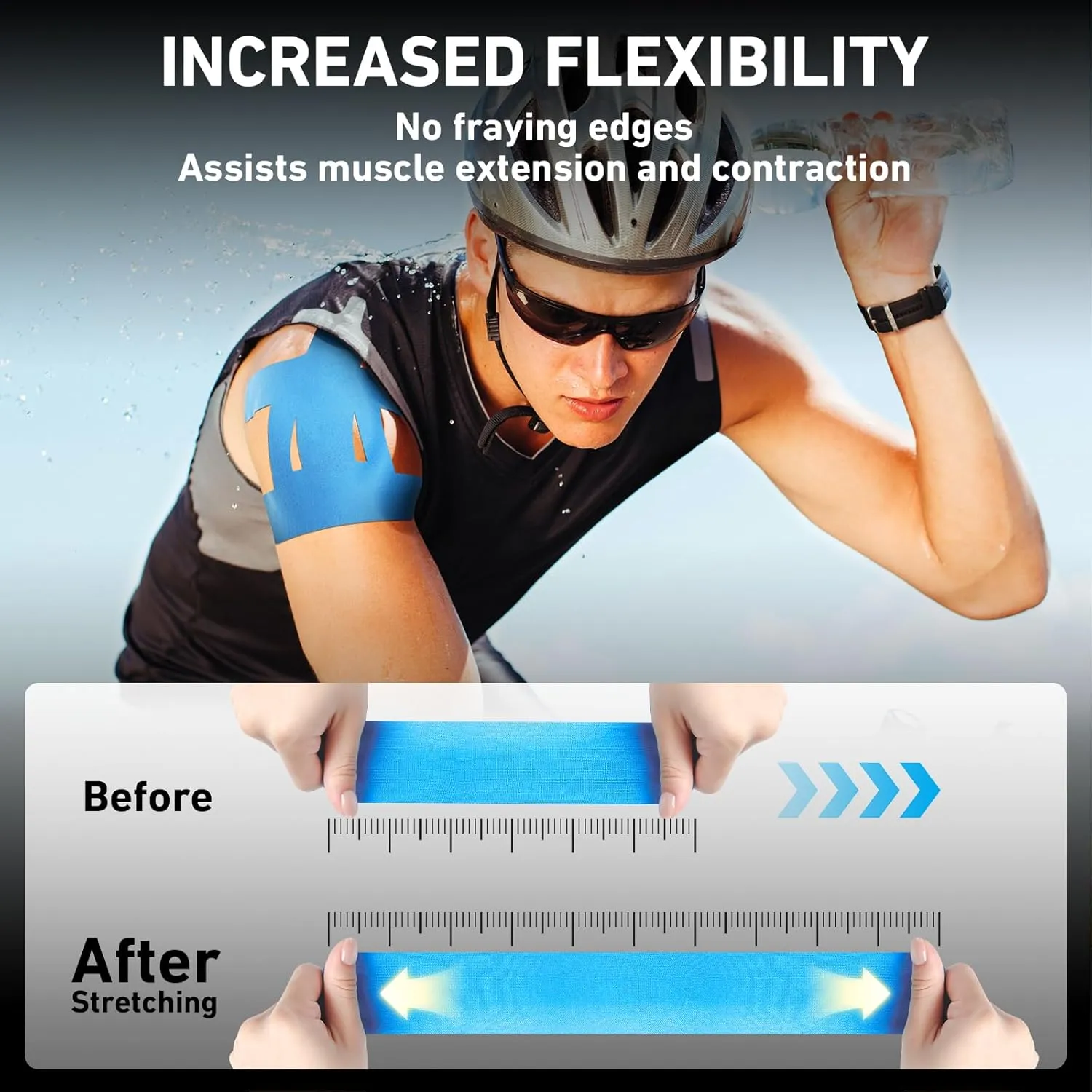 Kinesiology Tape for Shoulder Precut, 12 PCS Shoulder Tape for Pain Relief, KTQUICK Original Cotton Waterproof & Breathable, Enhance Elastic Sports Tape for Pain Support and Muscle Sports, Blue