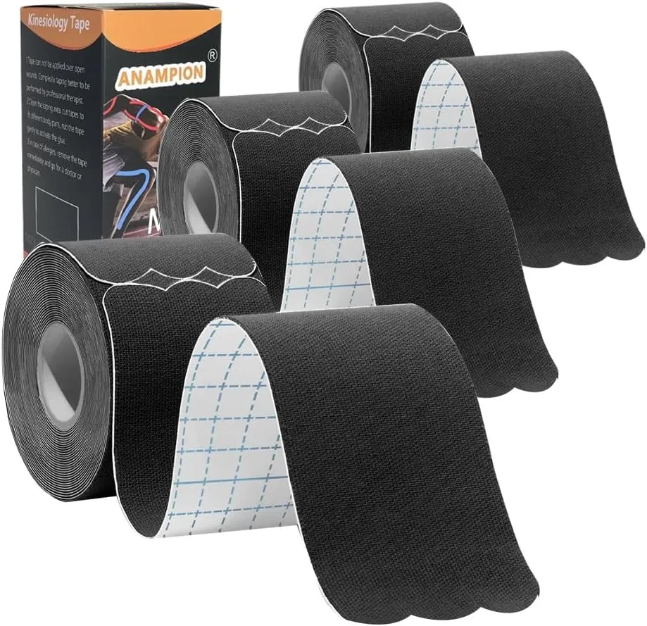 Kinesiology Tape Pro Athletic Sports (3 Rolls,60 Precut Strips) Waterproof Breathable Latex Free Tape for Ankle Wrists Knees Elastic Running Tennis Swimming Football Sports Activities Tapes Black