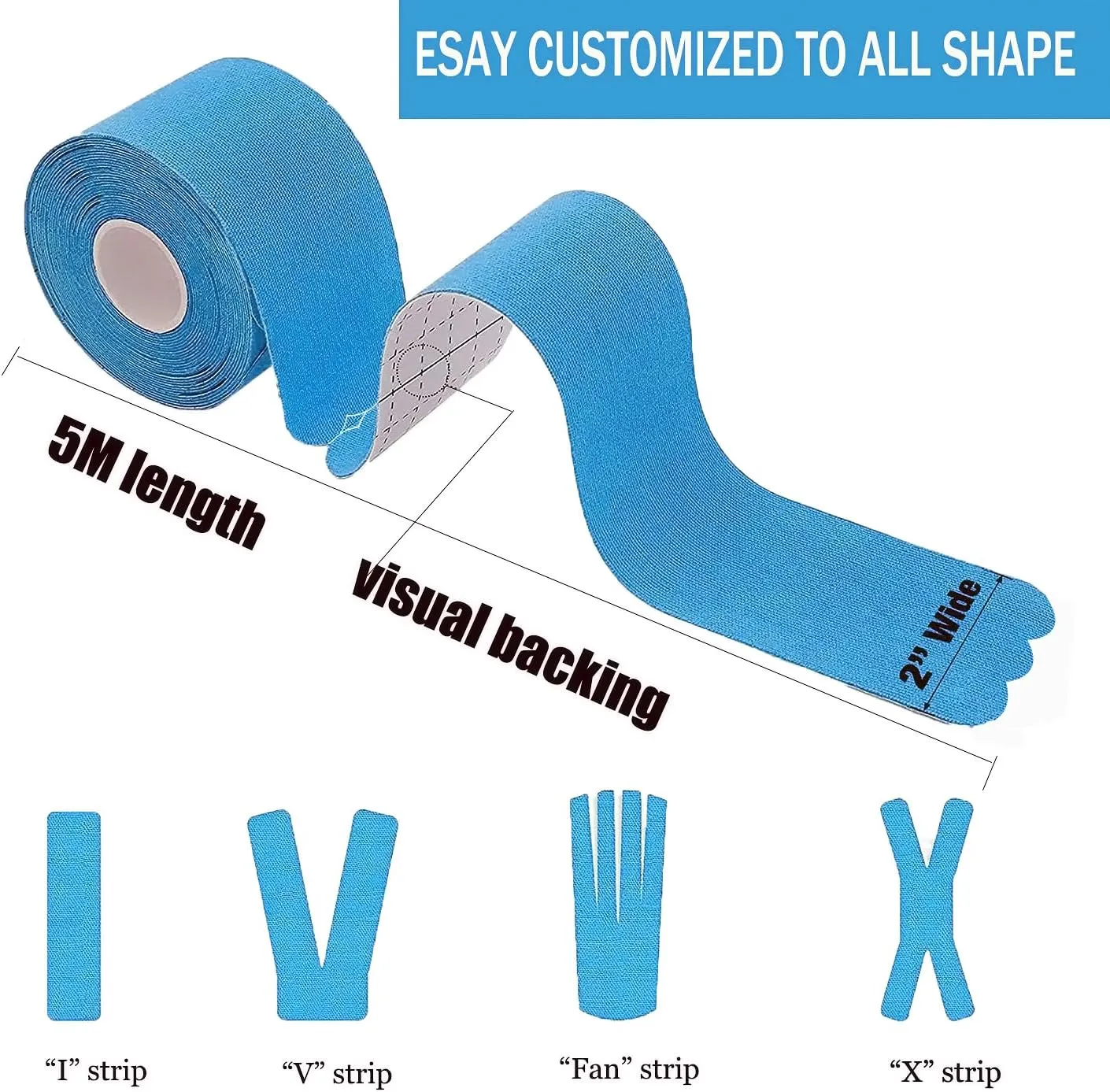 Kinesiology Tape Pro Athletic Sports (3 Rolls,60 Precut Strips) Waterproof Breathable Latex Free Tape for Ankle Wrists Knees Elastic Running Tennis Swimming Football Sports Activities Tapes Black