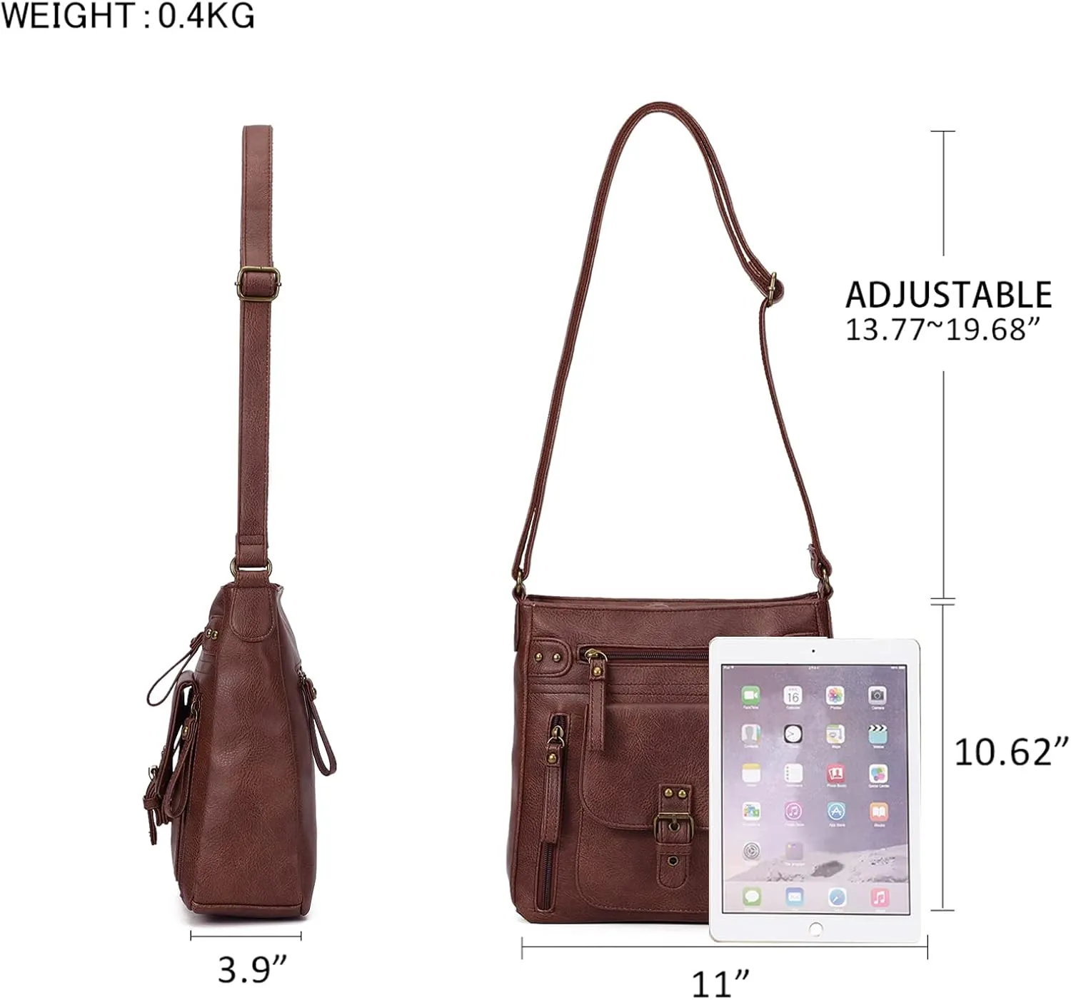 KL928 Crossbody Bags for Women, Multi Pocket Shoulder Bags, Medium PU Leather Cross Body Purses