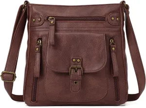 KL928 Crossbody Bags for Women, Multi Pocket Shoulder Bags, Medium PU Leather Cross Body Purses