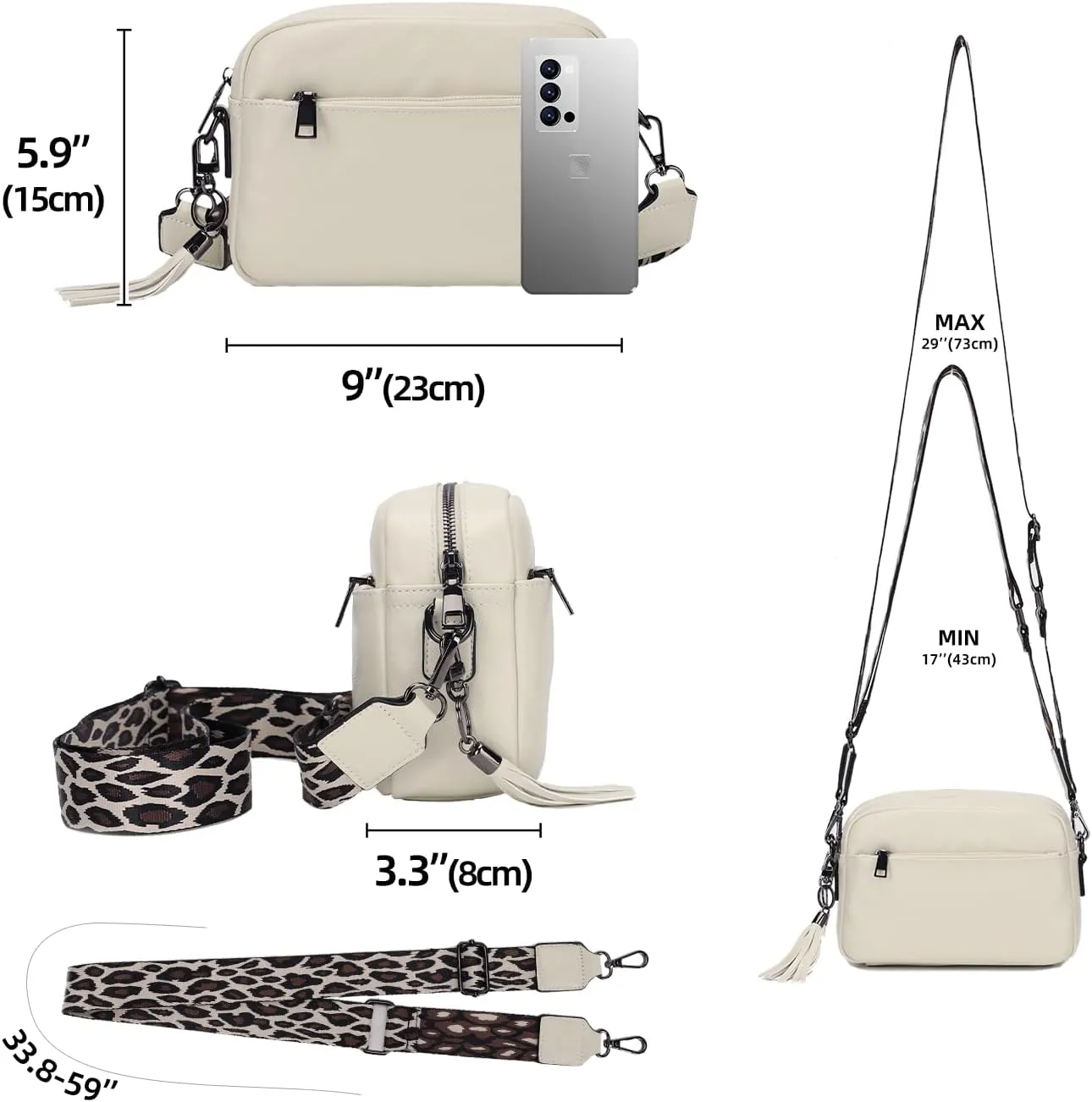 KL928 Small Crossbody Bag for Women, Soft FAUX Leather Cell Phone Purse，Adjustable Strap Shoulder Handbags Wallet Purse