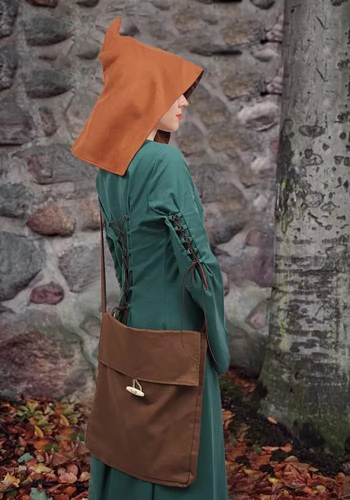 KUOIN Medieval Canvas Shoulder Bag Linen Women for Renaissance Viking Pilgrim LARP Cosplay Costumes