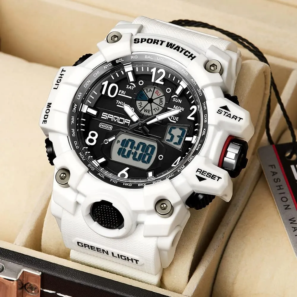 KXAITO Men's Watches Sports Outdoor Waterproof Military Wrist Watch Date Multi Function Tactics LED Alarm Stopwatch