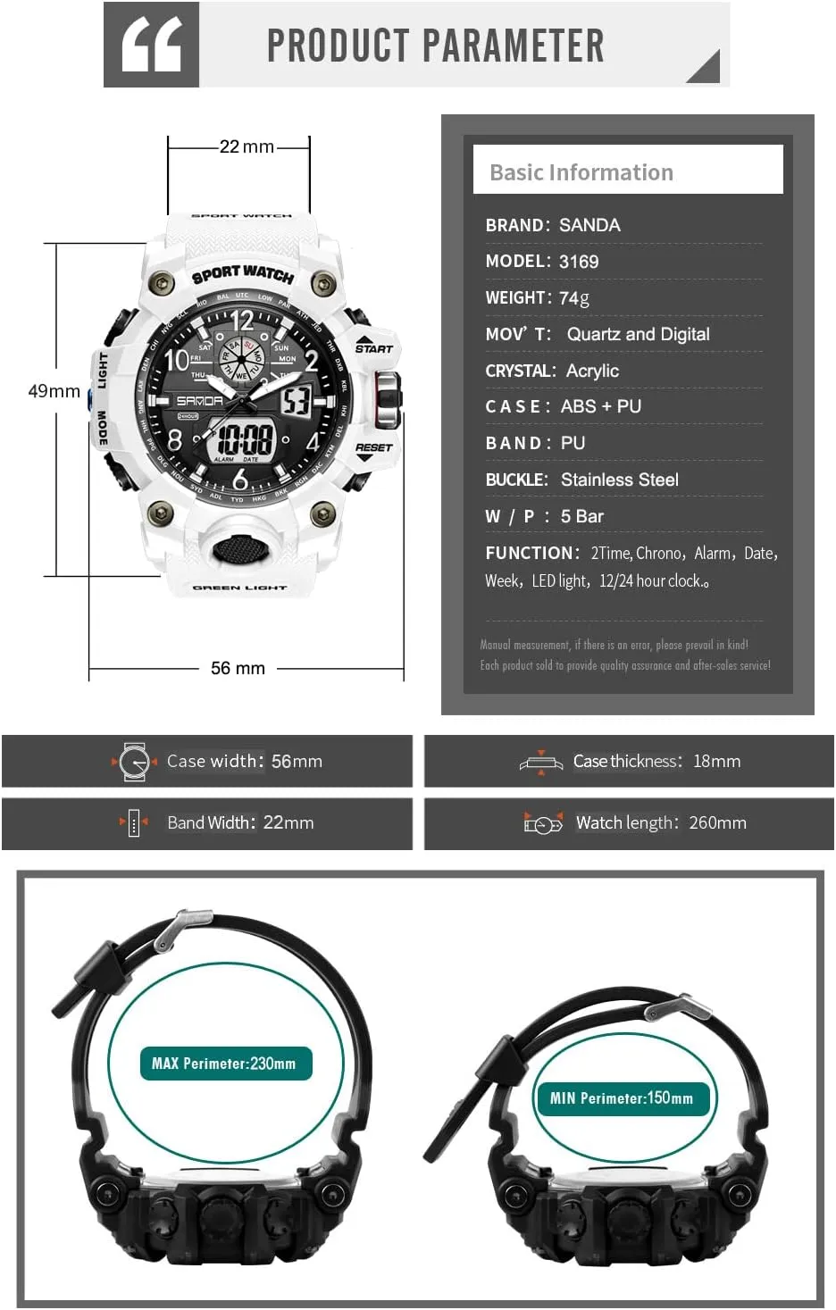 KXAITO Men's Watches Sports Outdoor Waterproof Military Wrist Watch Date Multi Function Tactics LED Alarm Stopwatch