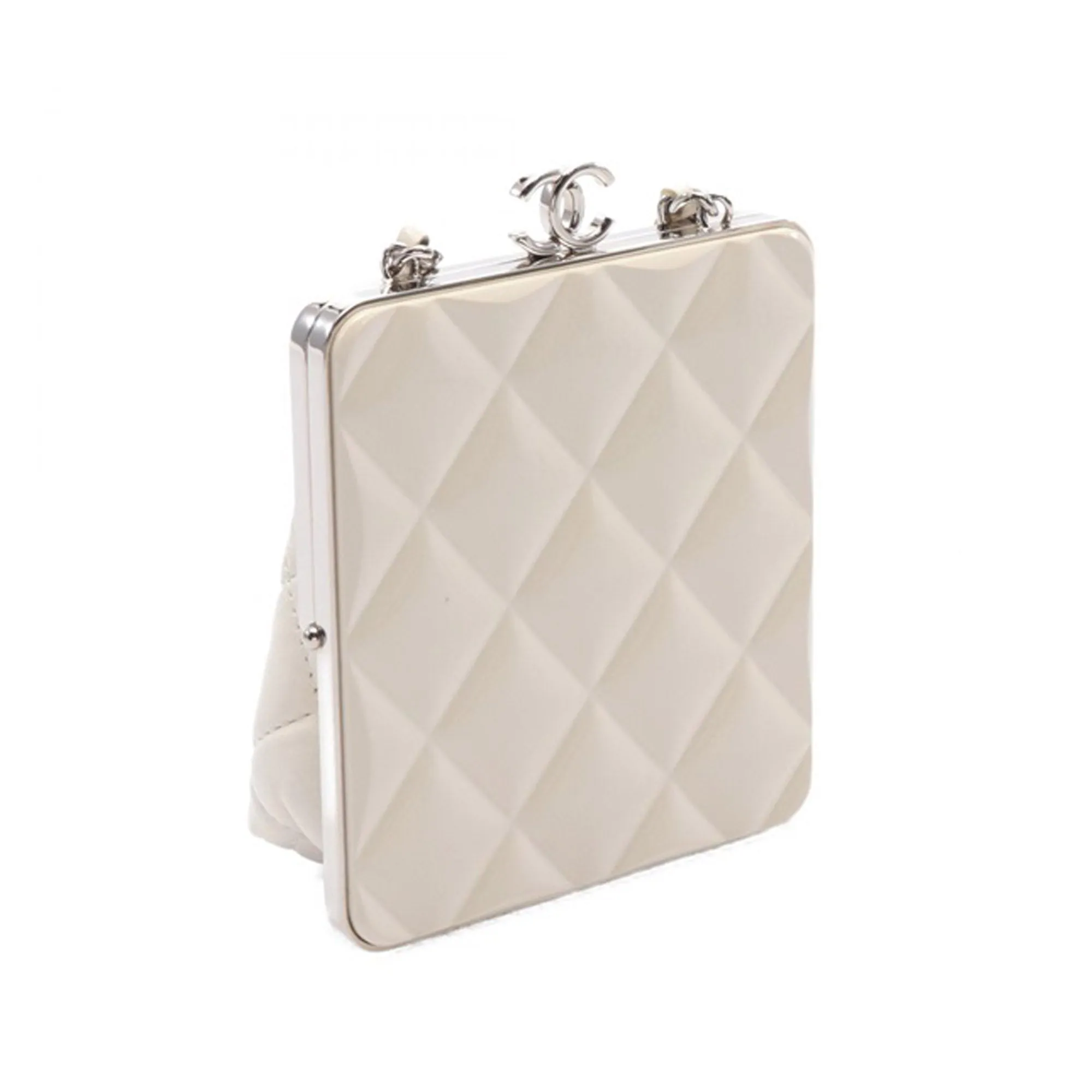 Lambskin and Acrylic Kiss Clutch with Chain