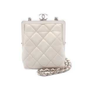 Lambskin and Acrylic Kiss Clutch with Chain