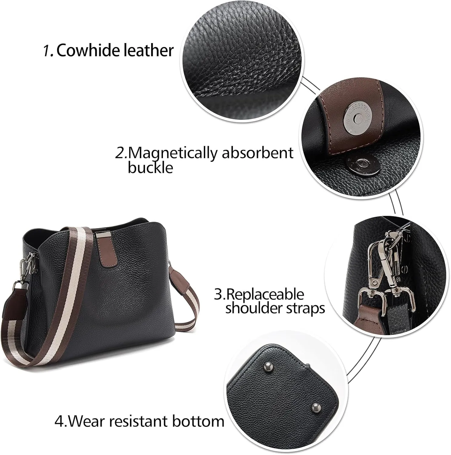 LAORENTOU Vegan Leather Crossbody Bags for Women Heart Shaped Magnetic Buckle Shoulder Bag Purse for Ladies