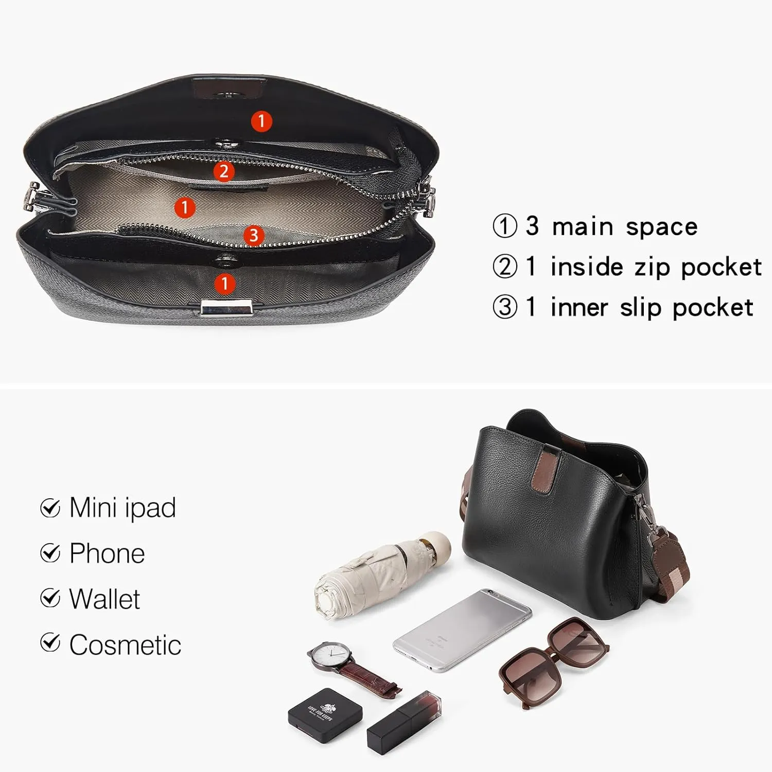 LAORENTOU Vegan Leather Crossbody Bags for Women Heart Shaped Magnetic Buckle Shoulder Bag Purse for Ladies