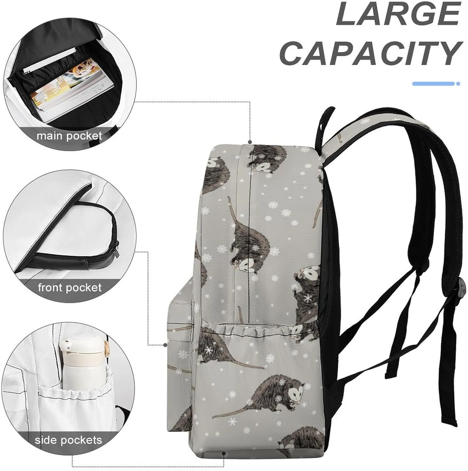 Laptop Backpack for Men Women Cute American Opossum Travel Work Backpack with Compartment Large Capacity Daypack Business Work Bag