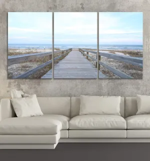 LARGE 30"x 60" 3 panels 30x20 Ea Art Canvas Print Beautiful view Dock Relax beach landscape Wall decor home living room (framed 1.5" depth) N1929