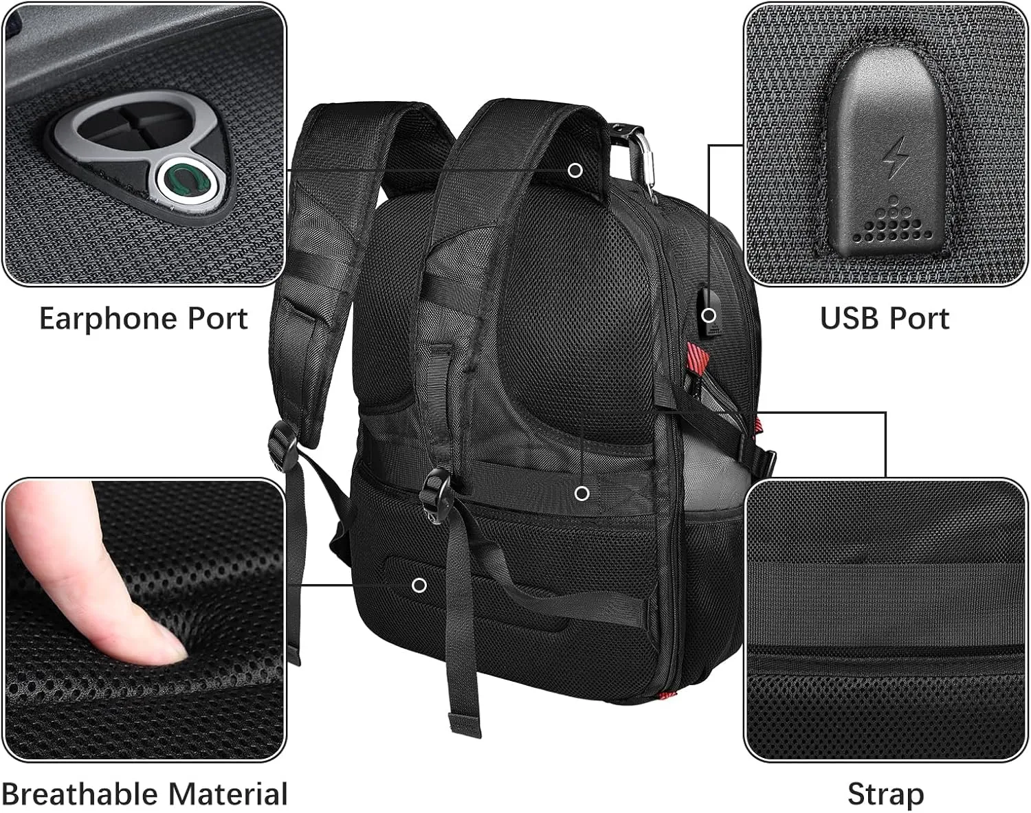 Large Backpack, Travel Laptop Backpack for Men, Big Capacity Laptop Computer Business Backpack, TSA Airline Approved Business Bag with USB Charging Port, Gifts For Him Her, Grey