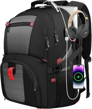 Large Backpack, Travel Laptop Backpack for Men, Big Capacity Laptop Computer Business Backpack, TSA Airline Approved Business Bag with USB Charging Port, Gifts For Him Her, Grey