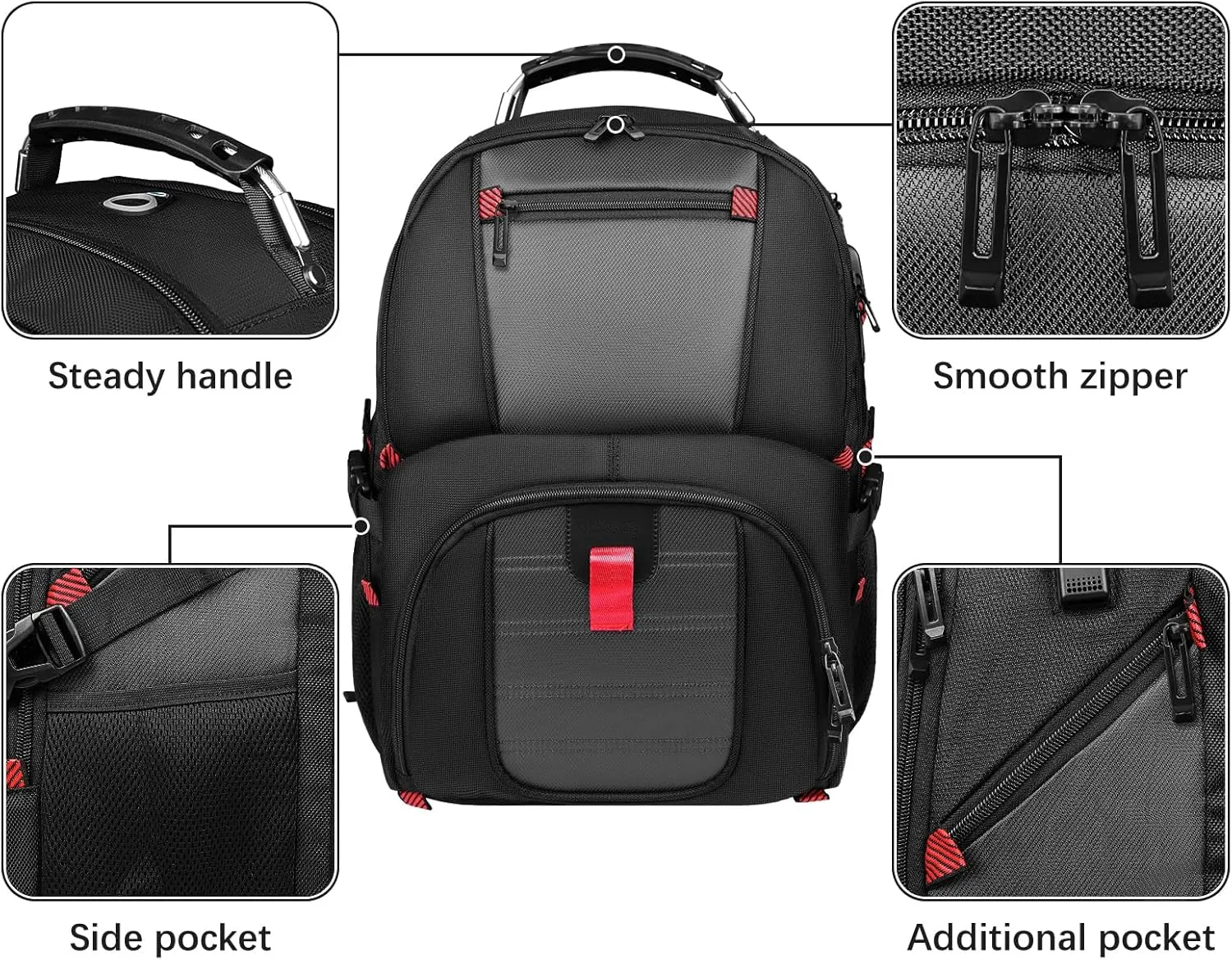 Large Backpack, Travel Laptop Backpack for Men, Big Capacity Laptop Computer Business Backpack, TSA Airline Approved Business Bag with USB Charging Port, Gifts For Him Her, Grey