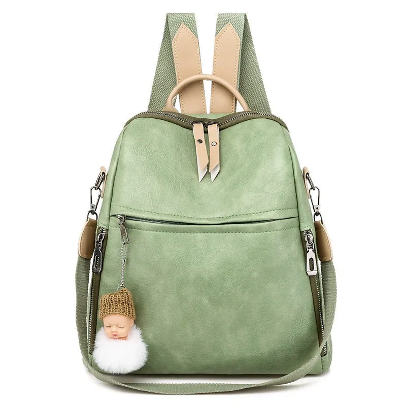 Large Capacity Leather Retro Backpack