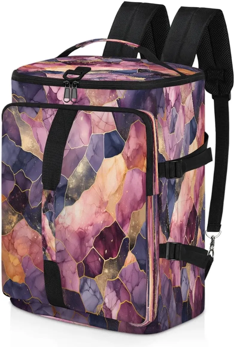 Large Carry on Backpack for Women Men Multi-function Gym Duffle Bag Beautiful Marble Pattern Backpack Polyester Waterproof Duffel Bags