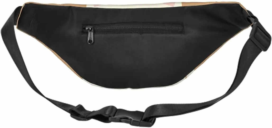 Large Crossbody Bag Waistpack Cute Cat Hand Warm Tea Cup Blue Striped Scarf Leisure Sports Fanny Pack Zipper Bag for Running, Travel