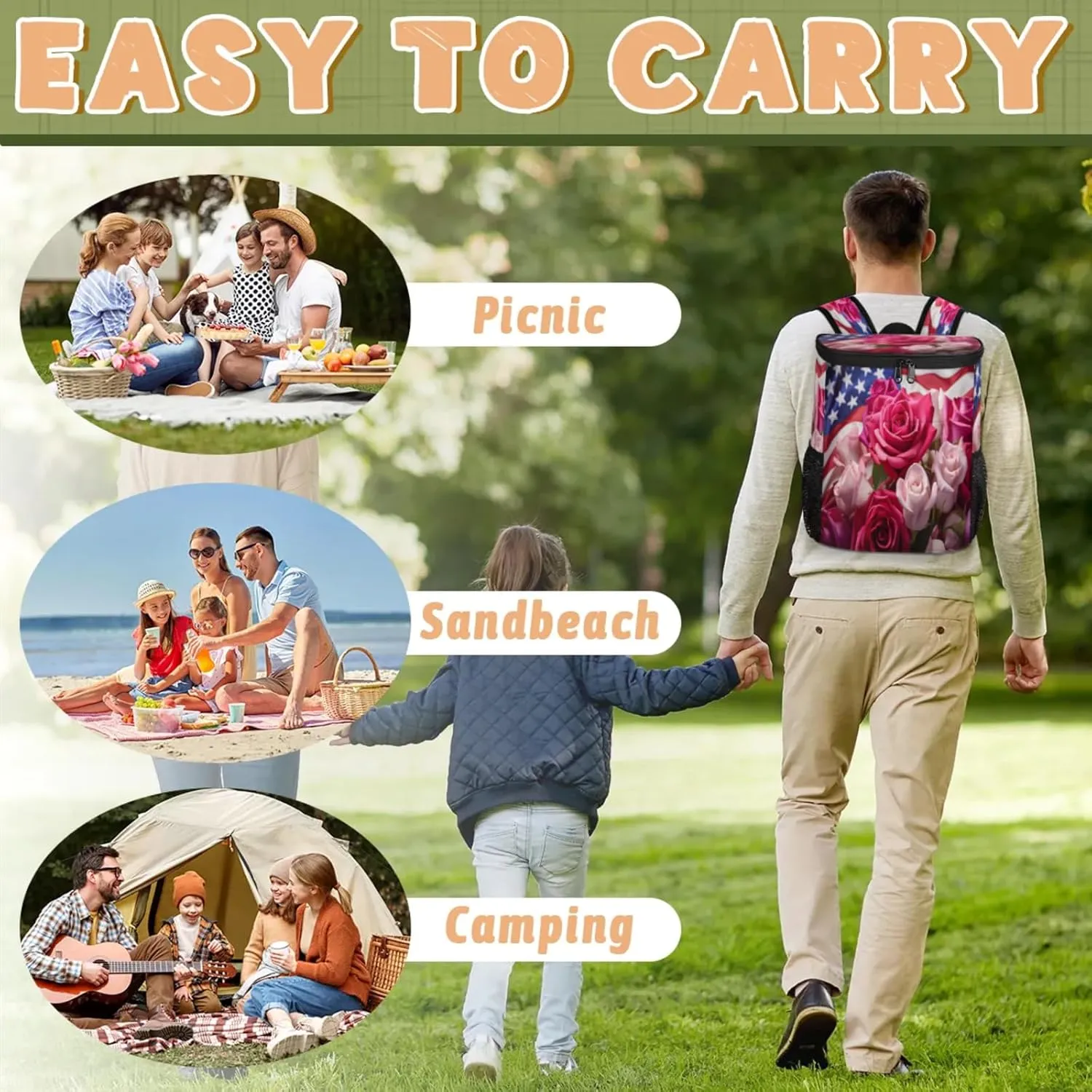 Large Insulated Cooler Backpack, Leak Proof Backpack 30 Cans, Cooler Bag for 12h Hot/Cold Retention