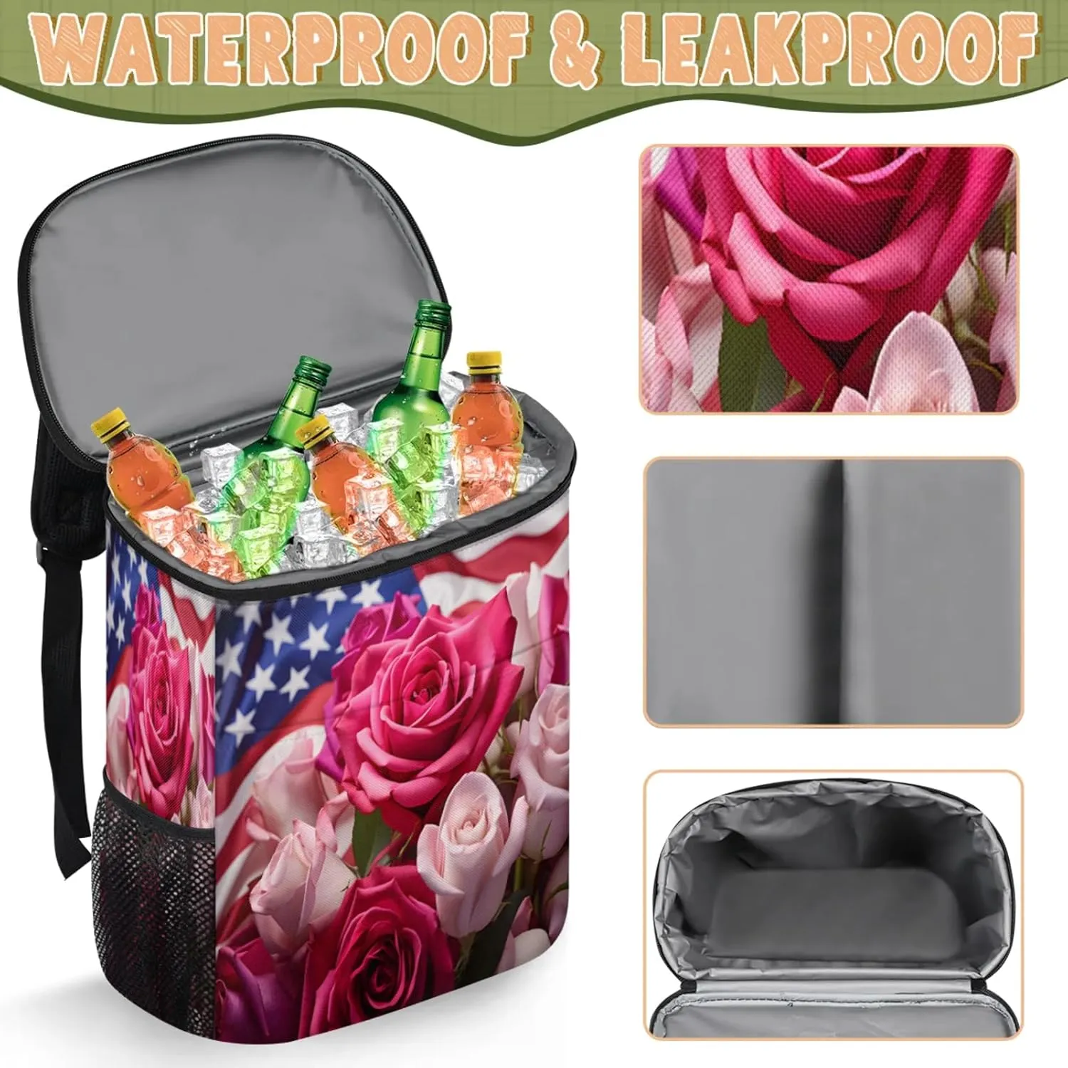 Large Insulated Cooler Backpack, Leak Proof Backpack 30 Cans, Cooler Bag for 12h Hot/Cold Retention