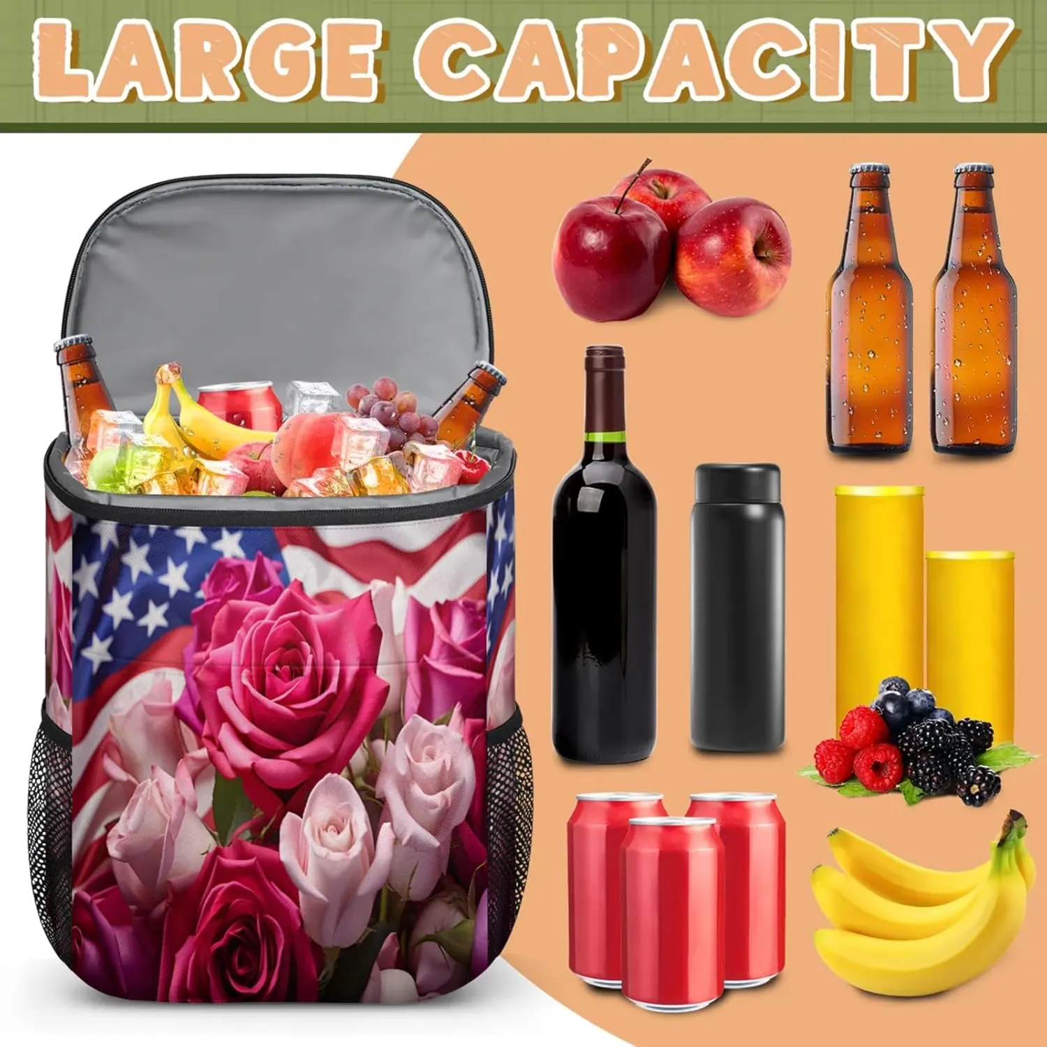 Large Insulated Cooler Backpack, Leak Proof Backpack 30 Cans, Cooler Bag for 12h Hot/Cold Retention