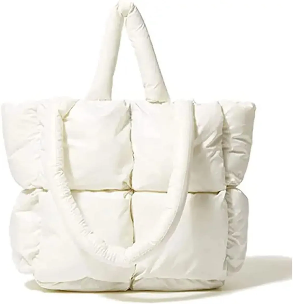 Large Puffer Tote Bag Winter Soft Puffer Down Padding Shoulder Bags Trendy Luxury Quilted Padded Handbags for Women