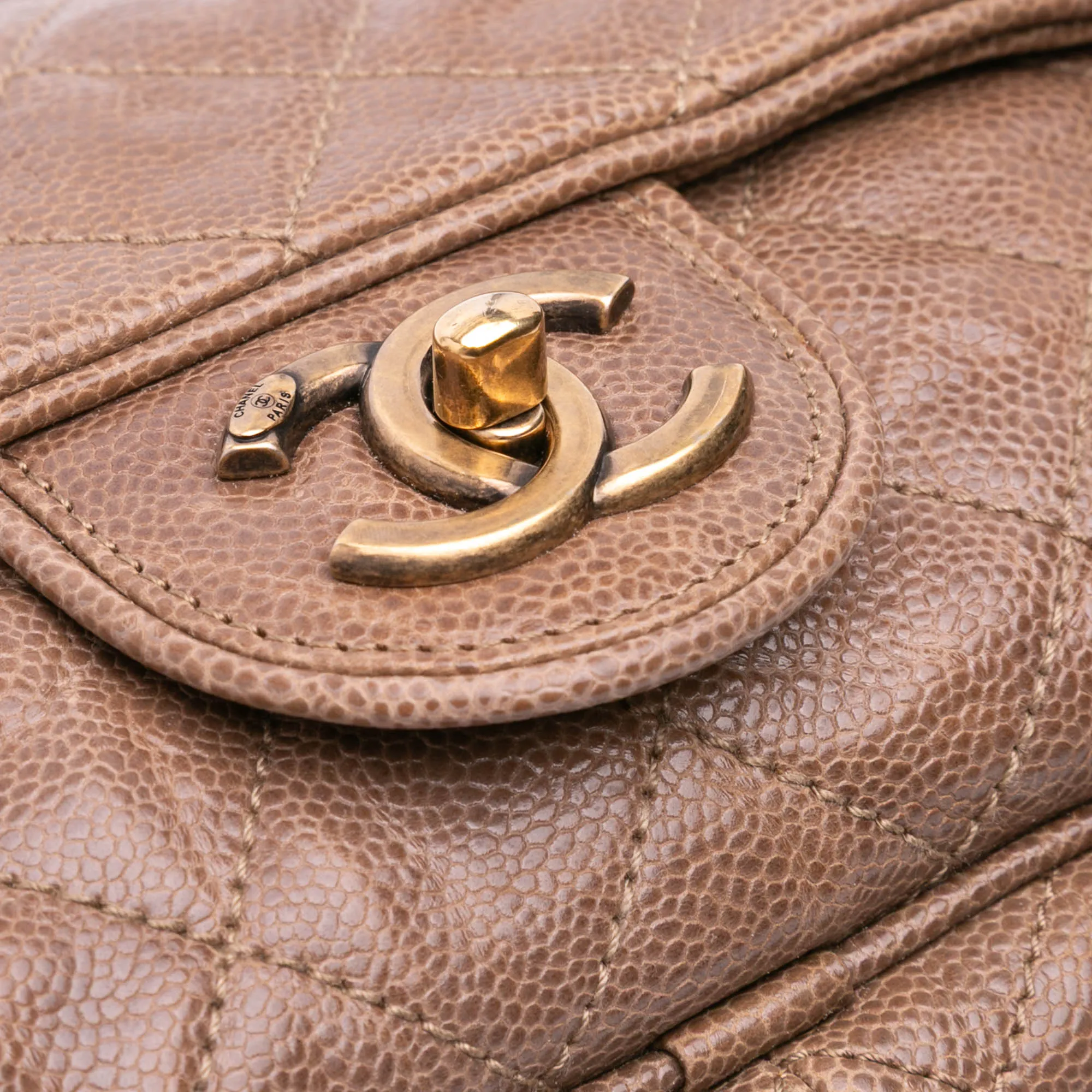 Large Quilted Glazed Caviar Shiva Flap