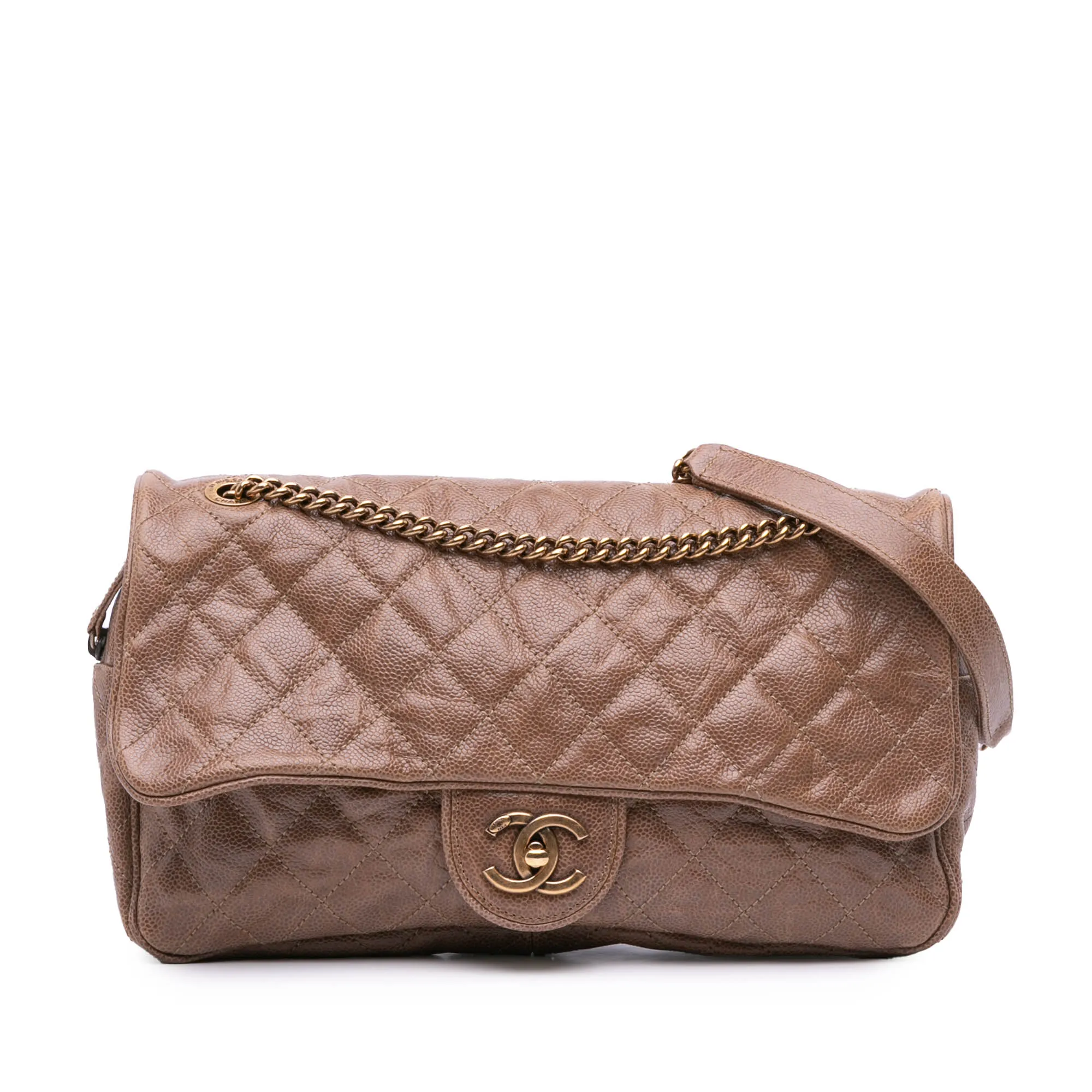 Large Quilted Glazed Caviar Shiva Flap