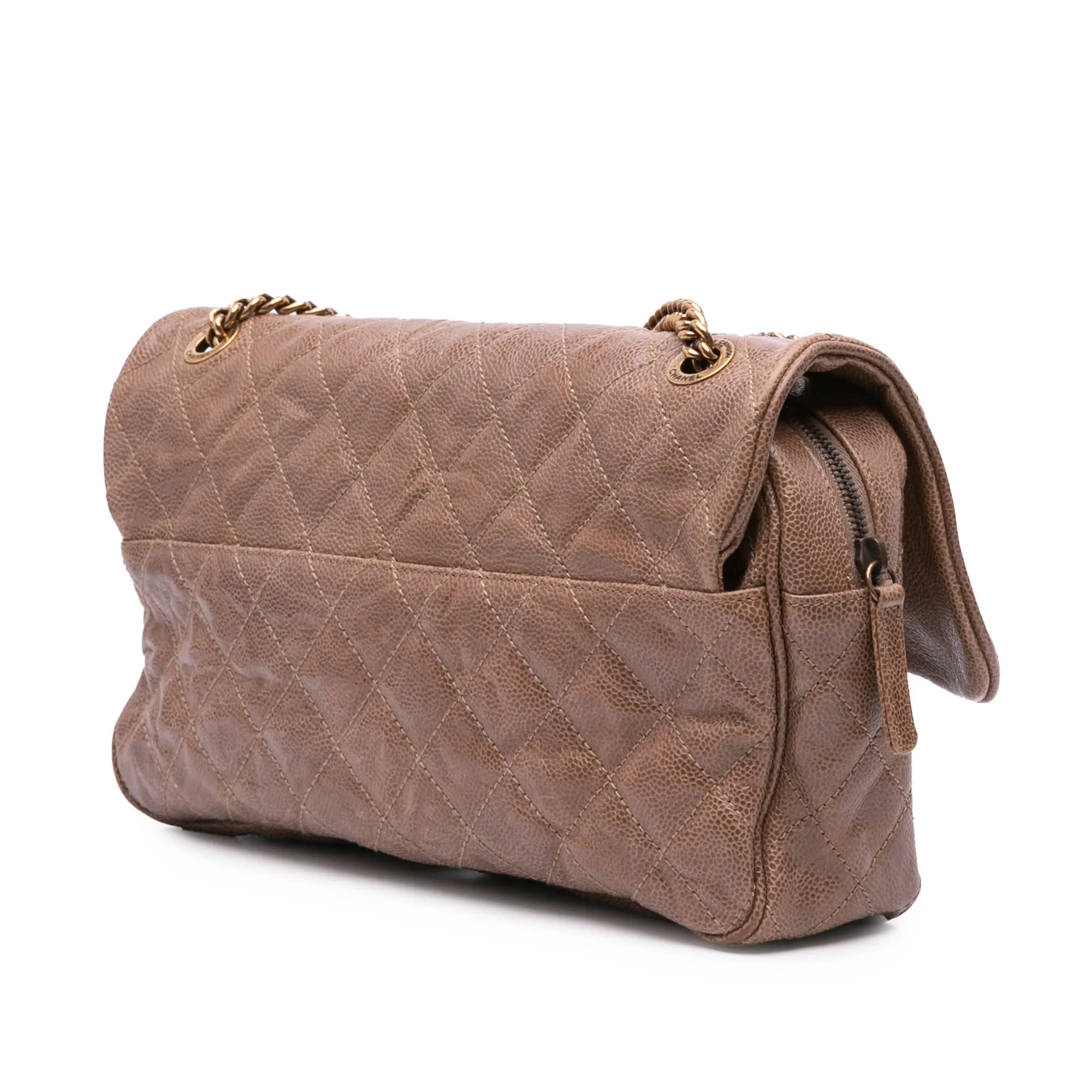 Large Quilted Glazed Caviar Shiva Flap
