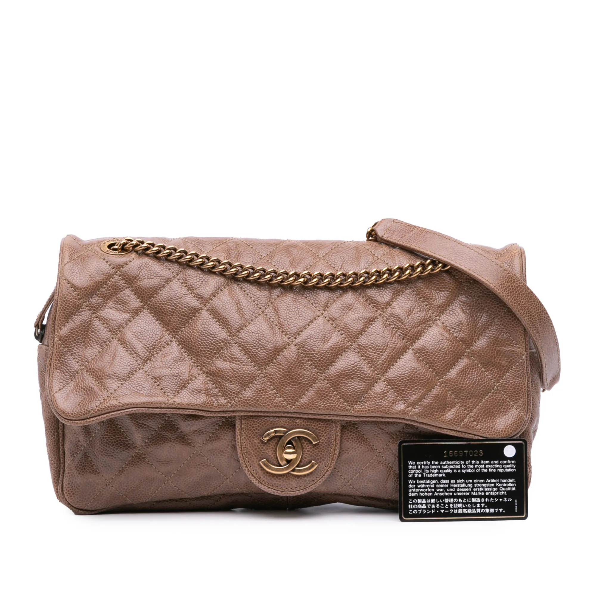 Large Quilted Glazed Caviar Shiva Flap