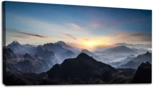 Large Wall Art Prints 20"x40" Aerial view misty mountains sunrise Framed Canvas Wall Art Painting Artwork Poster Picture Wall Decor for Living Room Bedroom Hanging