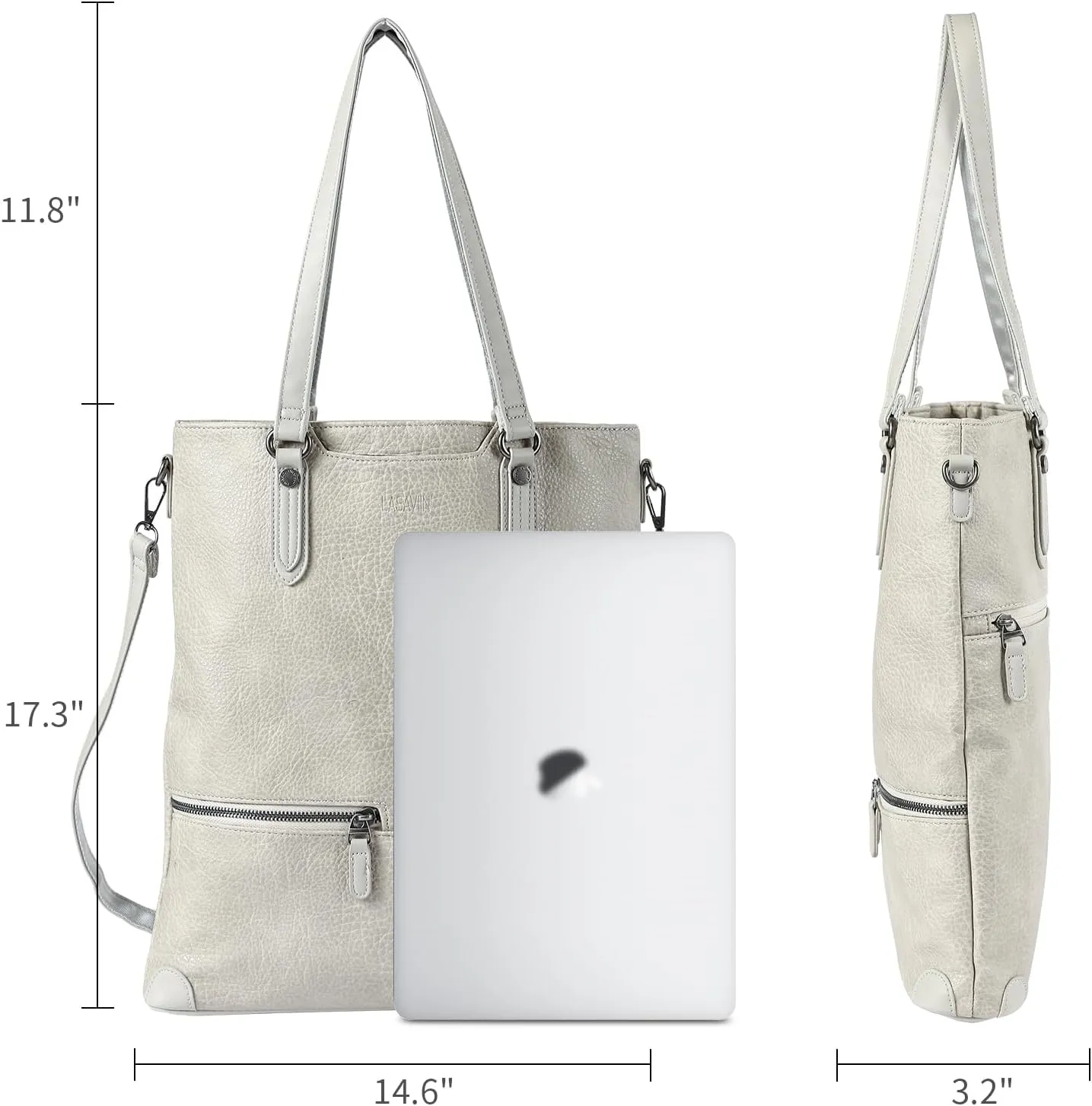 Lassviin Laptop Tote Bag, Leather Work Tote for Computer Bag Waterproof Lightweight Shoulder Bag Purse Handbag Crossbody Bag