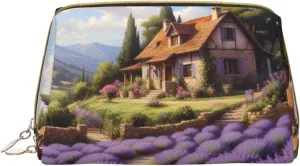 Lavender Lullaby Printed Small Makeup Bag,Travel Cosmetic Bag Purse with Zipper,Water-resistant Makeup Organizer Bag for Women
