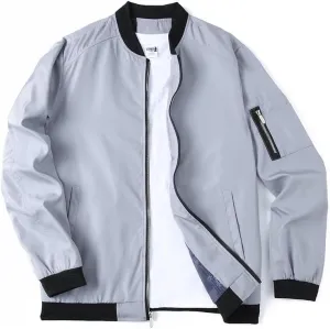 Lavnis Men's Flight Bomber Jacket Lightweight Softshell Coat Sportwear Zipper Windbreaker