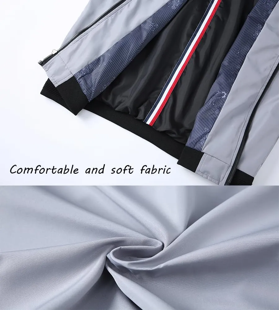 Lavnis Men's Flight Bomber Jacket Lightweight Softshell Coat Sportwear Zipper Windbreaker
