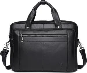 Leather Briefcase Laptop Bag 15.6 inch Computer Tablet Shoulder Bag Satchel Bag Business Messenger Bag for Men
