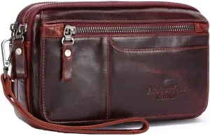 Leather Clutch Purse Wallet for Men Handbags Business Organizer Phone Holder Wrist Bag