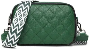 Leather Crossbody Bag for Women, Small Purse Shoulder Bag with Wide Strap, Zipper Pocket, Crossbody Handbag for Women