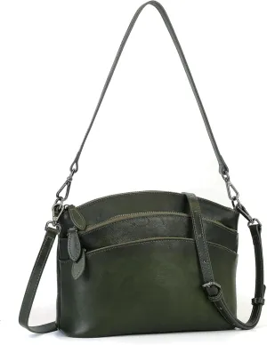 Leather Crossbody Bags for Women Genuine Leather Purses Satchel Shoulder Bag for Ladies with Two Strap