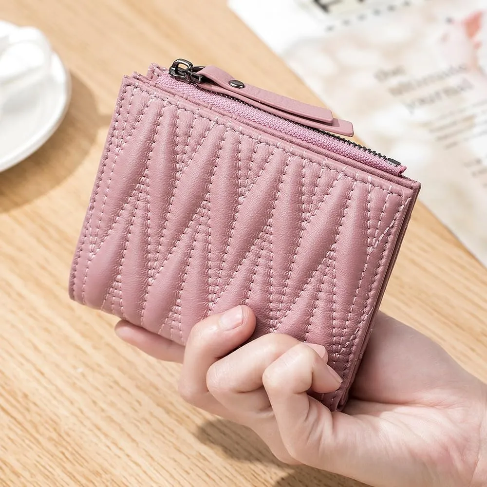 Leather Folding Women s Wallet Short Wallet Large Capacity Leather Wallet Storage Bag