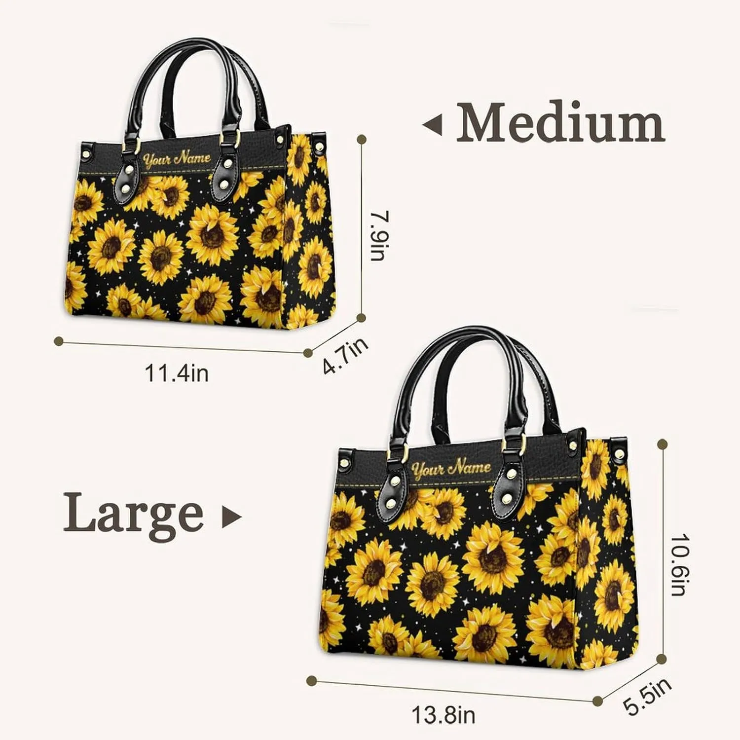 Leather Handbag for Women, Fashion Casual Sunflower Crossbody Bag for Women Ladies Gift for Work Business Travel Shopping