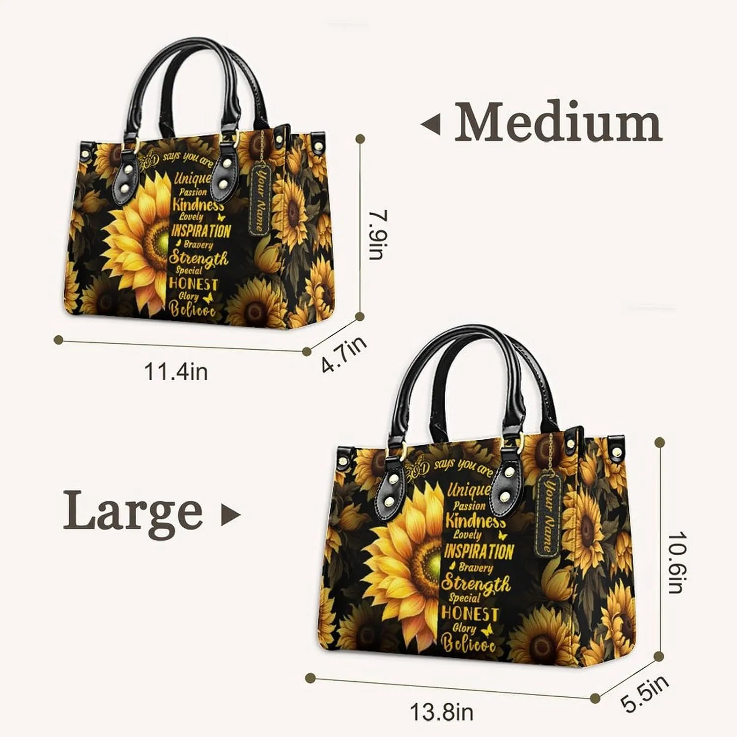 Leather Handbag for Women, Fashion Casual Sunflower Crossbody Bag for Women Ladies Gift for Work Business Travel Shopping