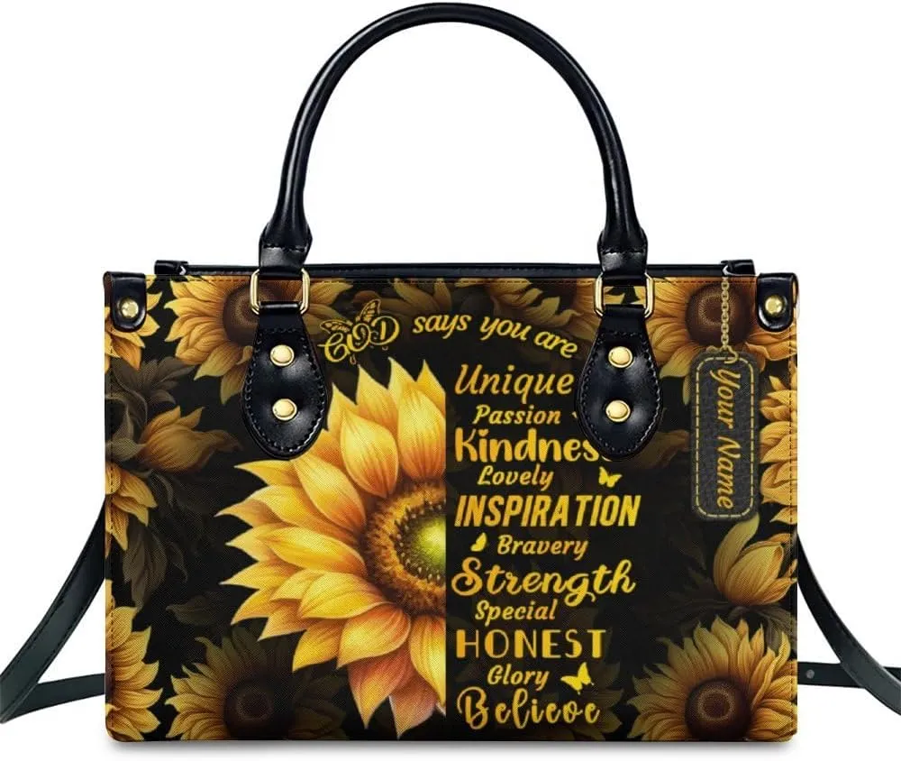 Leather Handbag for Women, Fashion Casual Sunflower Crossbody Bag for Women Ladies Gift for Work Business Travel Shopping