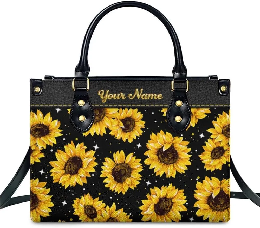 Leather Handbag for Women, Fashion Casual Sunflower Crossbody Bag for Women Ladies Gift for Work Business Travel Shopping