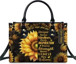 Leather Handbag for Women, Fashion Casual Sunflower Crossbody Bag for Women Ladies Gift for Work Business Travel Shopping