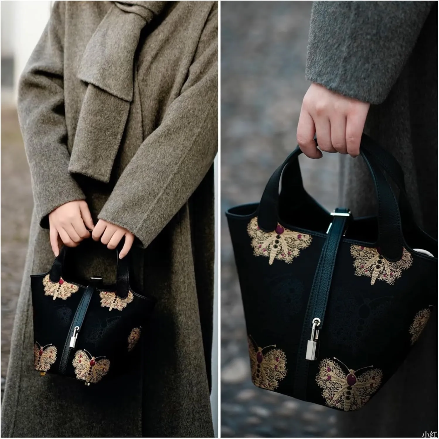 Leather Ladies Fashion Simple Handbag Designer Clutch Tote Bag for Women Ethnic Vintage Small Bucket - Vegetable Basket Bag