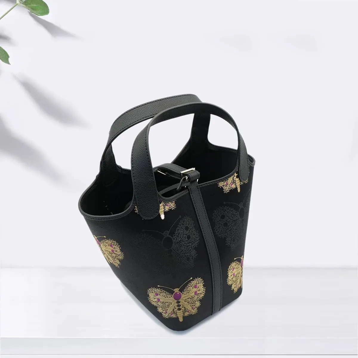 Leather Ladies Fashion Simple Handbag Designer Clutch Tote Bag for Women Ethnic Vintage Small Bucket - Vegetable Basket Bag