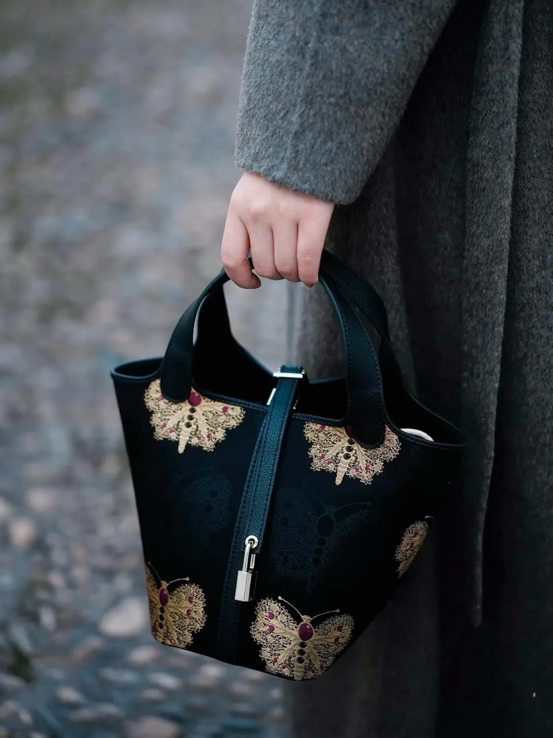 Leather Ladies Fashion Simple Handbag Designer Clutch Tote Bag for Women Ethnic Vintage Small Bucket - Vegetable Basket Bag