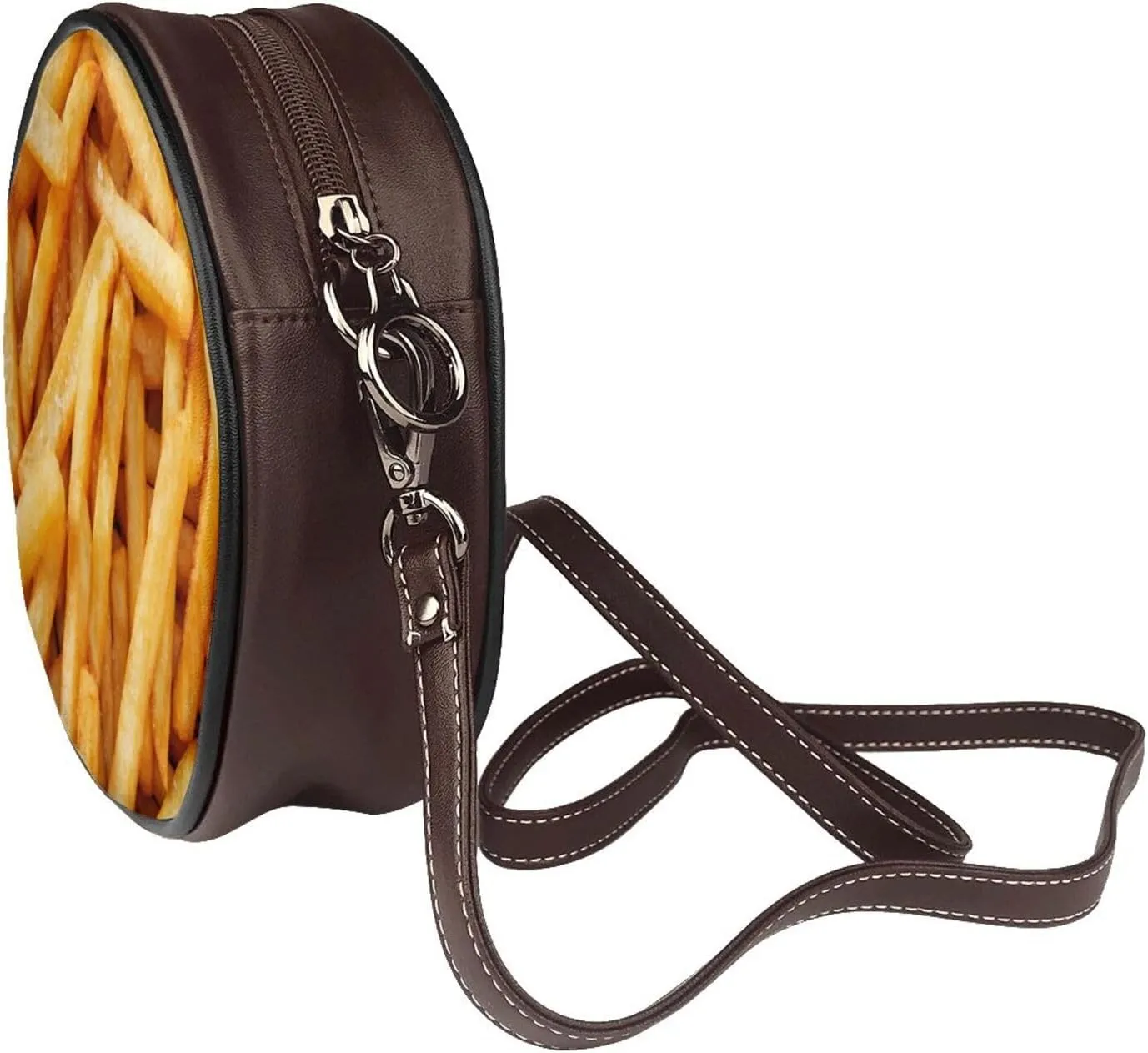 Leather Round Crossbody Bags For Women, Sling Bag Casual Crossbody Purse