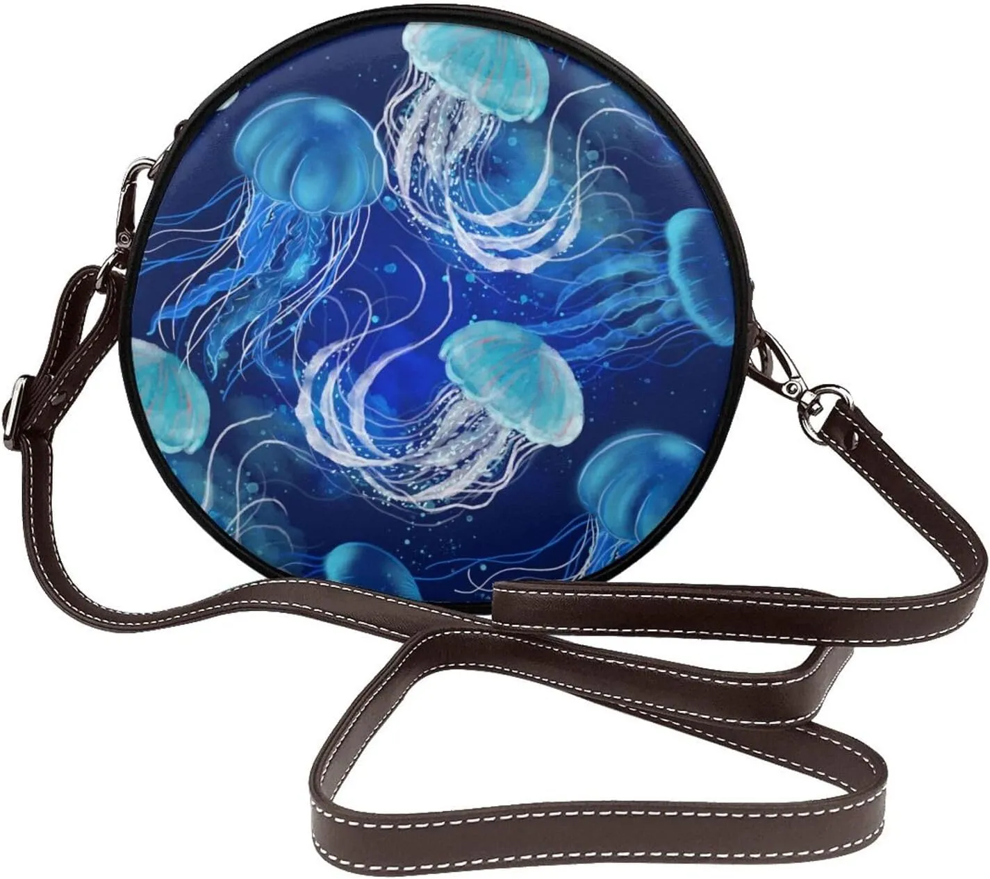 Leather Round Crossbody Bags For Women, Sling Bag Casual Crossbody Purse
